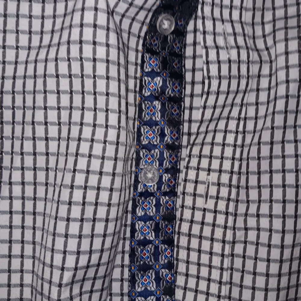 English Laundry Boys Blue Checkered Print Button Up Long Sleeve SZ 14